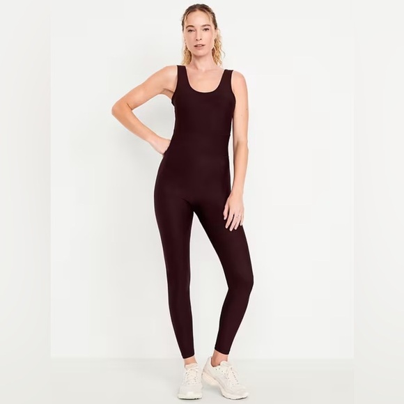 Old navy women’s medium 8 10 bodysuit jumpsuit one piece legging brown powersoft - Picture 1 of 10